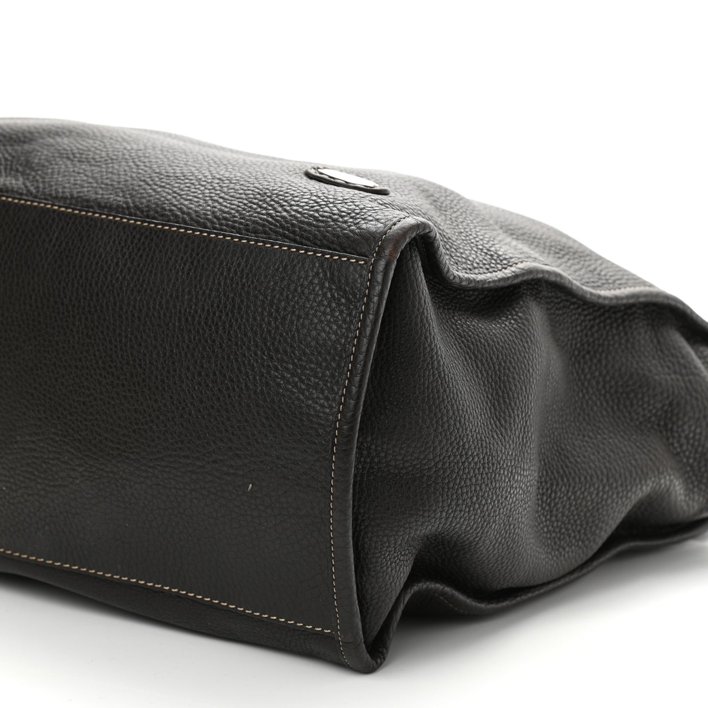 Calfskin Romano Selleria Shopping Media Tote Dark Brown