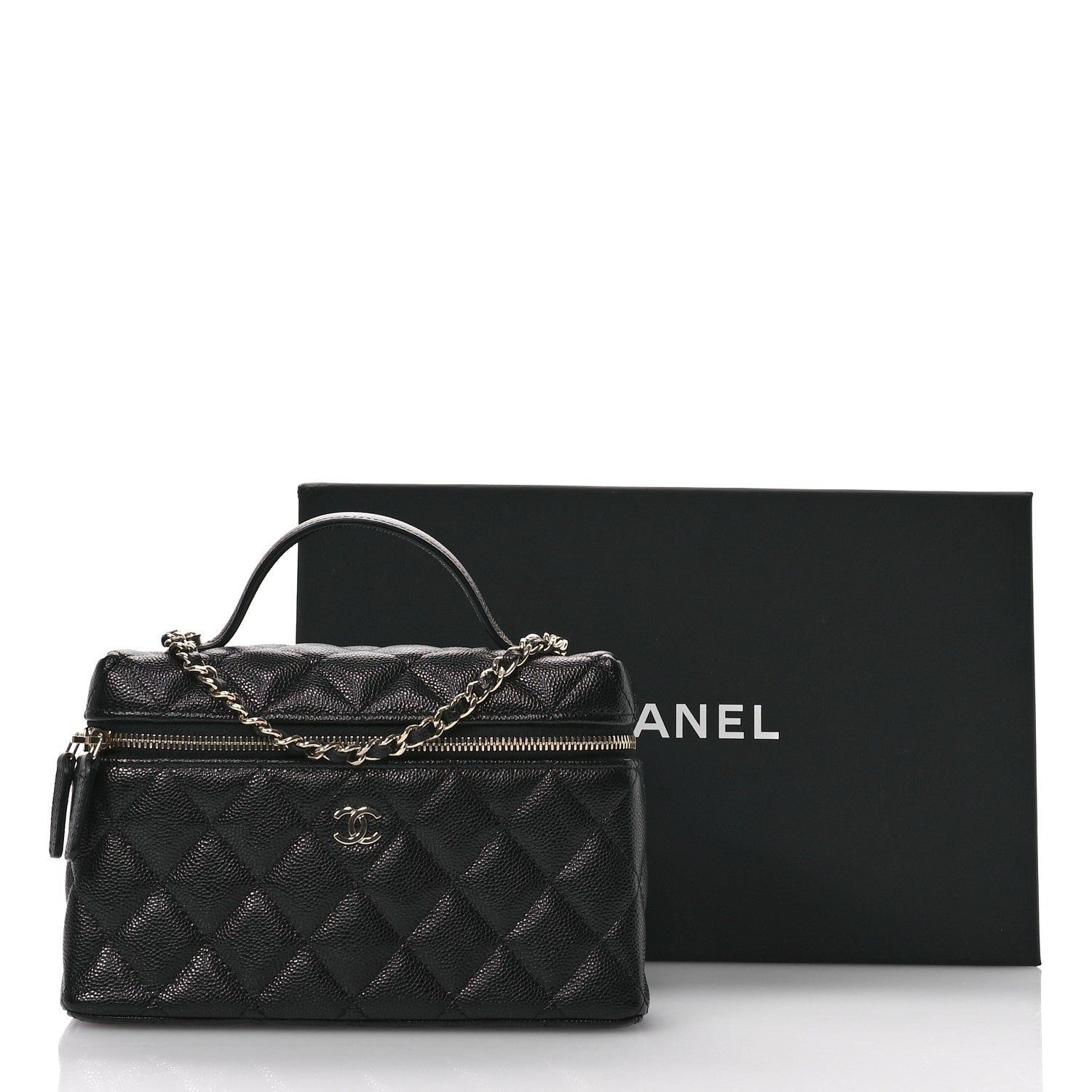 Chanel Caviar Quilted Top Handle Slim Vanity With Chain Black 11 of 11