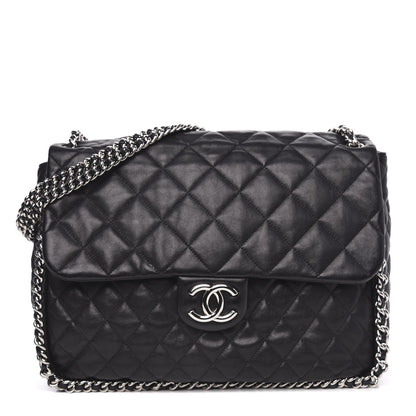 Chanel Washed Lambskin Quilted Maxi Chain Around Flap Black 1 of 11