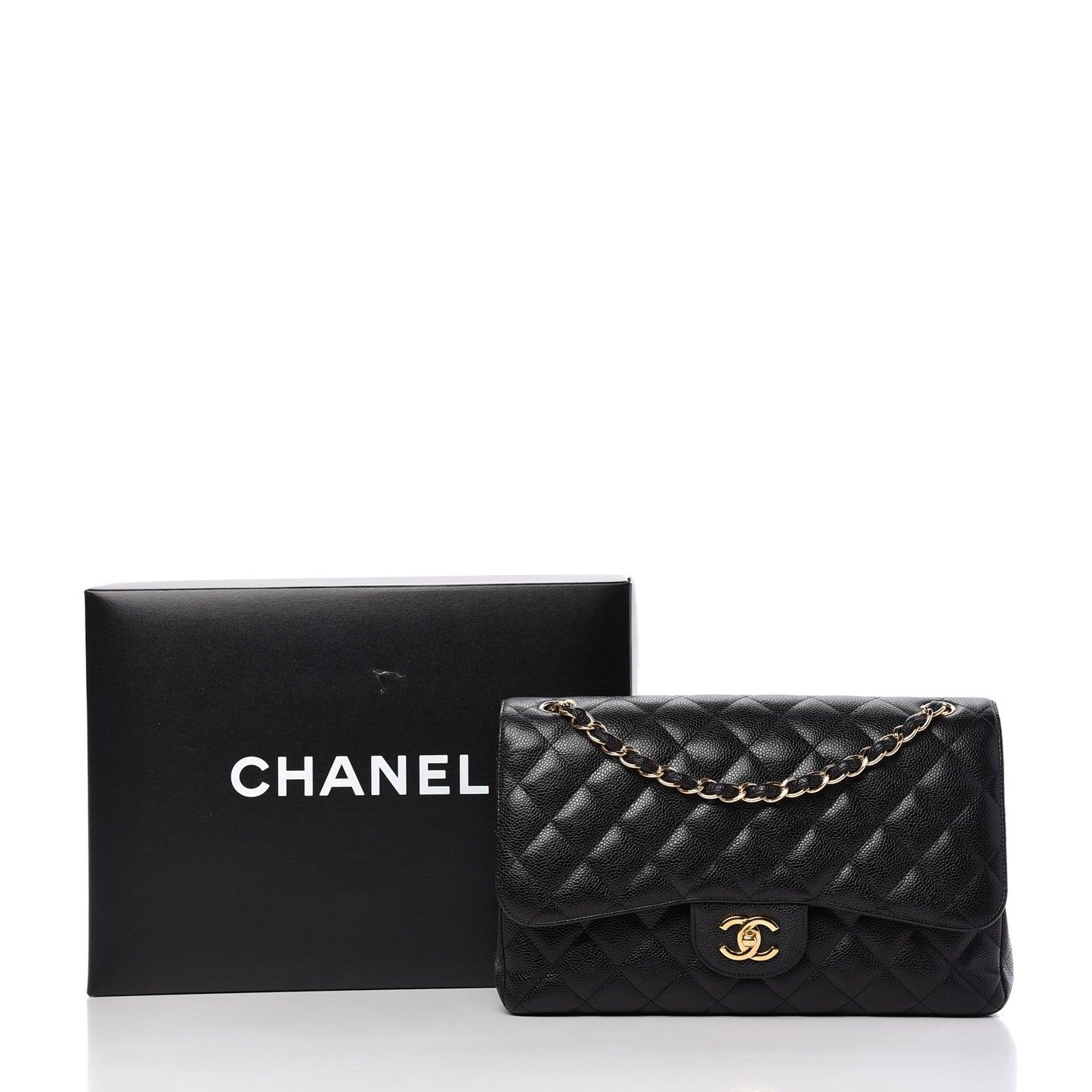 Caviar Quilted Jumbo Double Flap Black