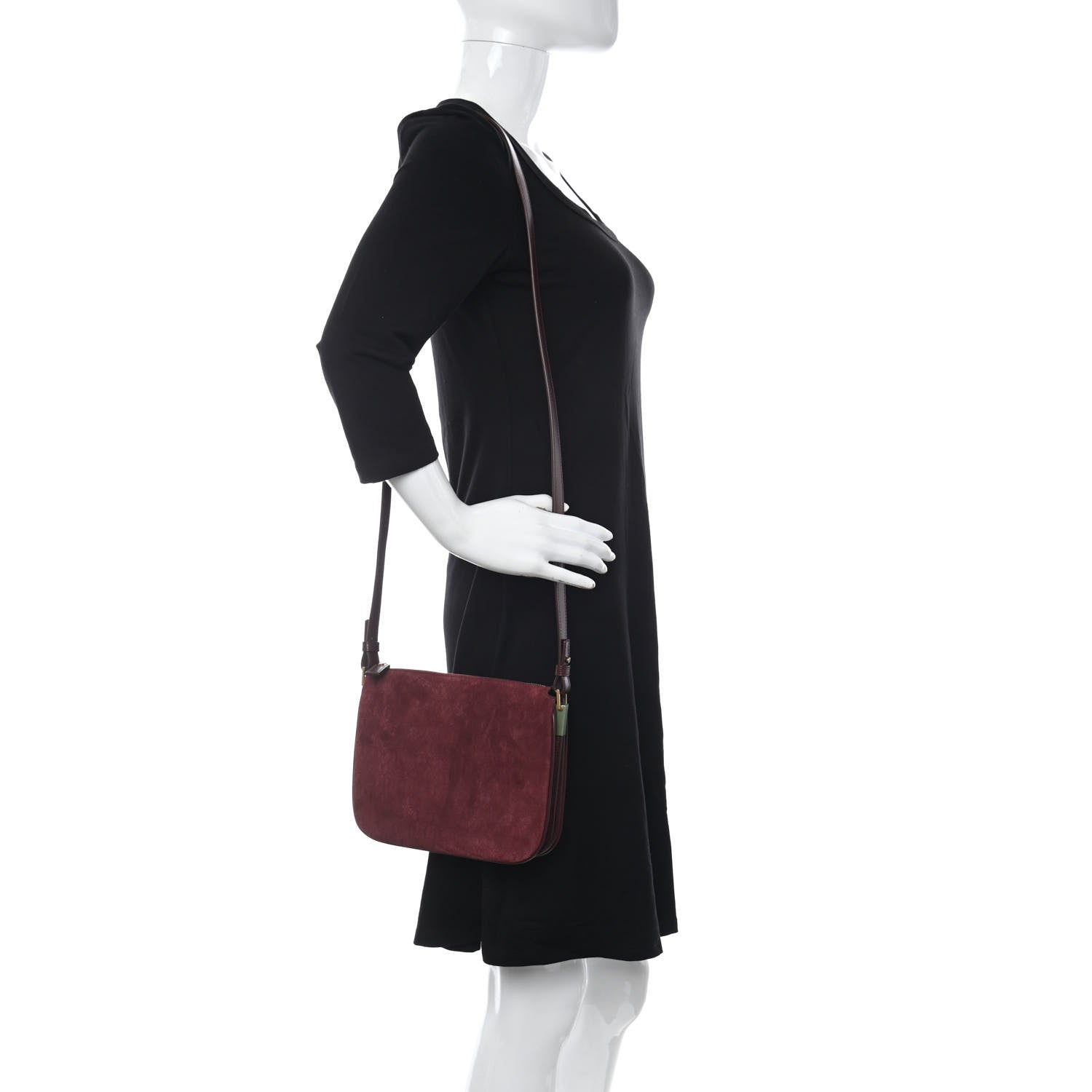Saint Laurent Suede All-Over Monogram Crossbody Burgundy 2 of 10