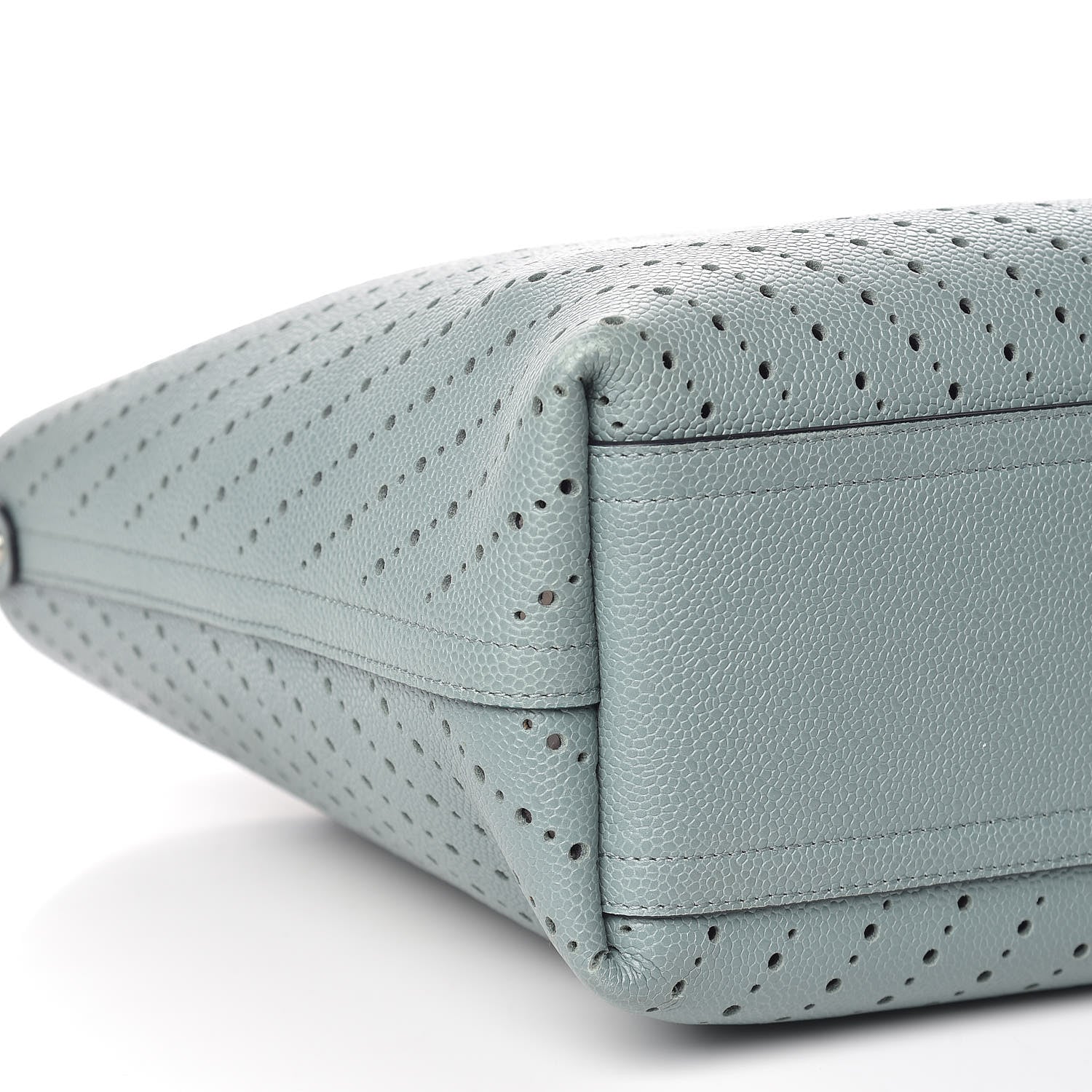 Chanel Perforated Grained Calfskin Large Shopping Tote Green 5 of 10