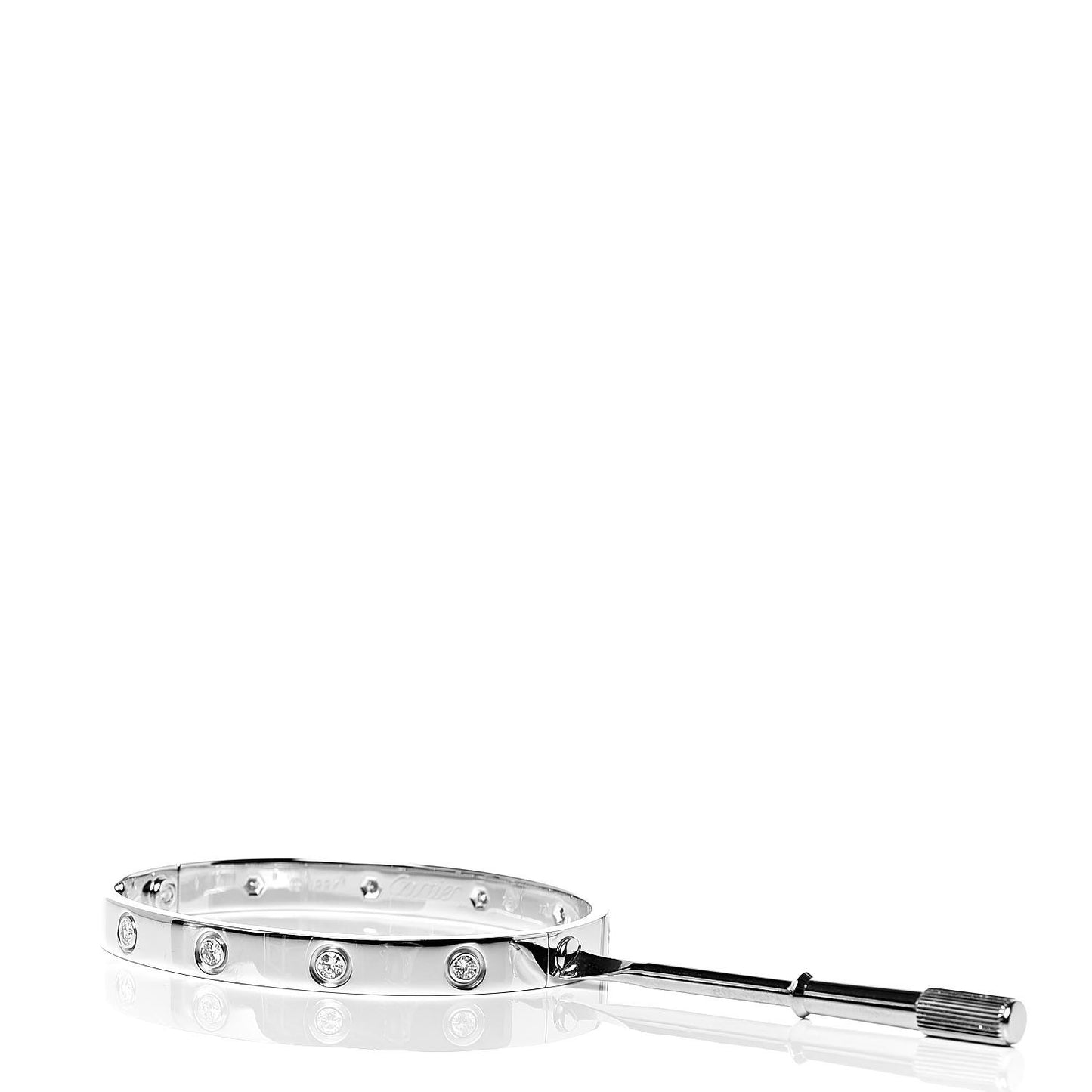 18K White Gold 10 Diamond LOVE Bracelet 17