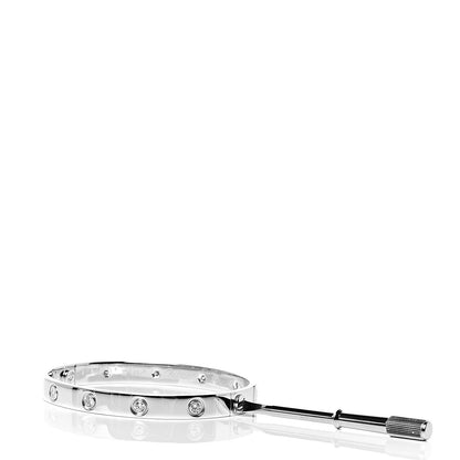 Cartier 18K White Gold 10 Diamond LOVE Bracelet 17 7 of 8