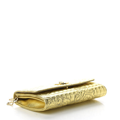 Versace Metallic Nappa Barocco Quilted Wallet On Chain Crossbody Gold 4 of 9