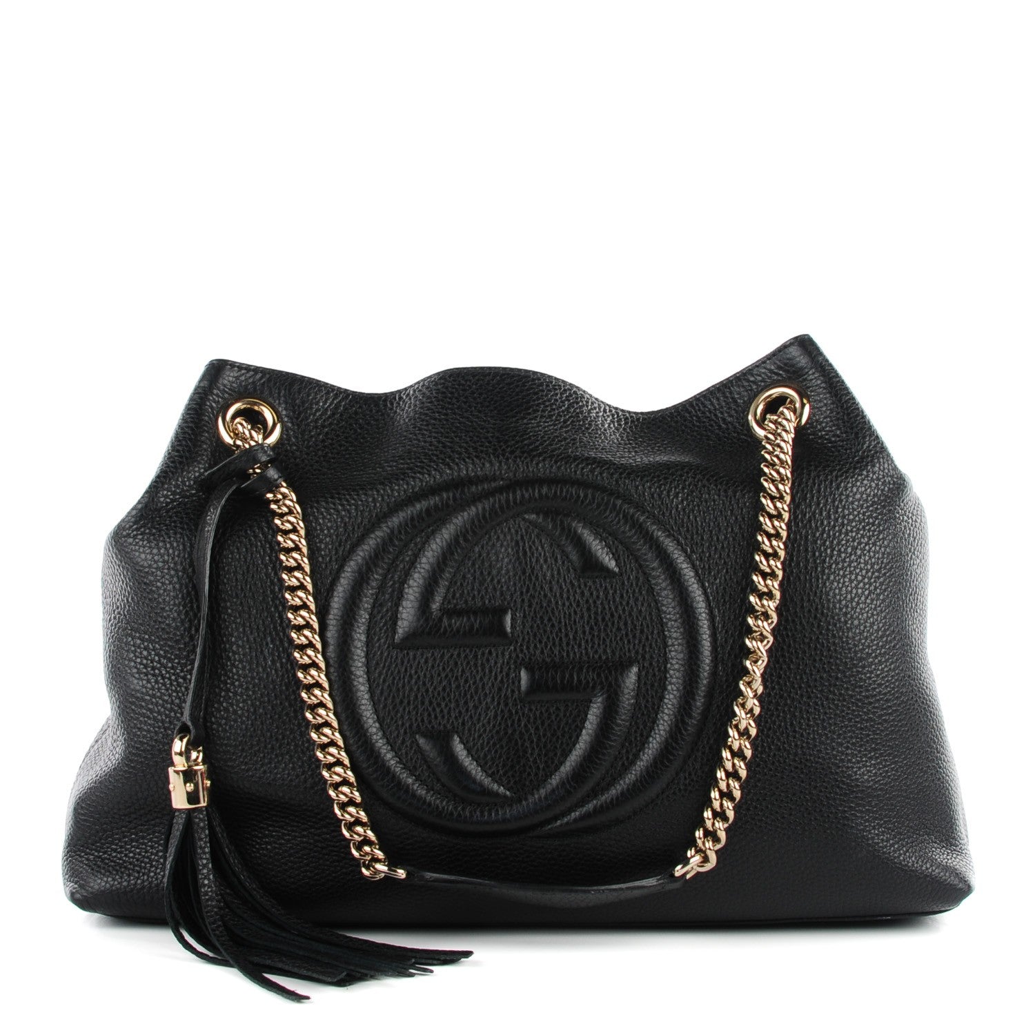 Gucci Pebbled Calfskin Medium Soho Chain Shoulder Bag Black 1 of 7