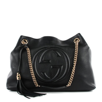Gucci Pebbled Calfskin Medium Soho Chain Shoulder Bag Black 1 of 7