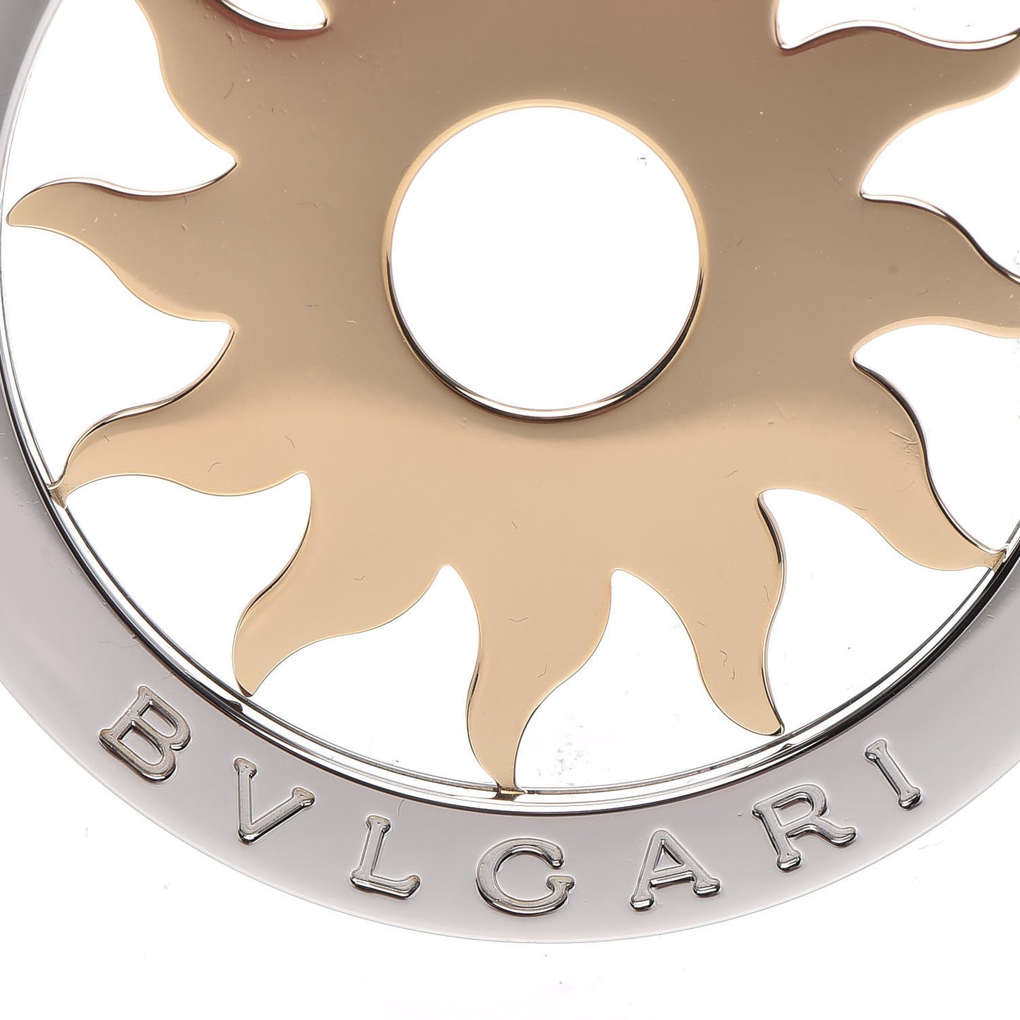 Stainless Steel 18K Yellow Gold Large Tondo Sun Pendant