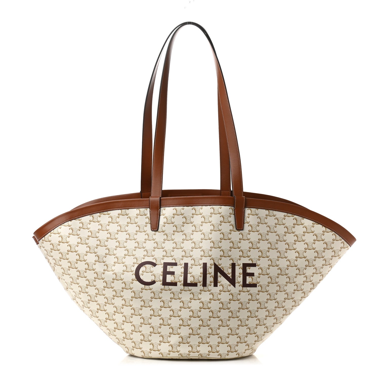 Celine Calfskin Canvas Triomphe Large Couffin White 1 of 9