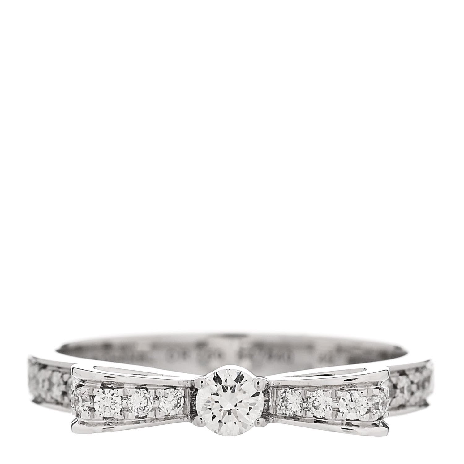 Chanel 18K White Gold Diamond Ruban Ring 49 4.75 1 of 7