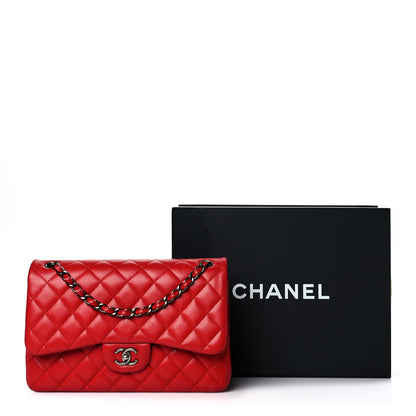Chanel Caviar Quilted Jumbo Double Flap Red 10 of 10