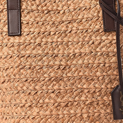 Saint Laurent Raffia Calfskin Small Panier Tote Naturale Nut 7 of 13