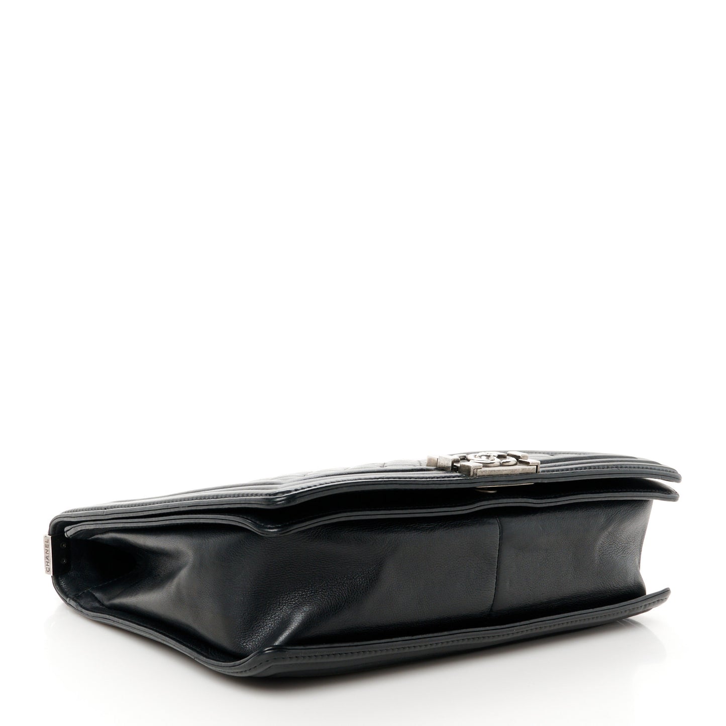 Calfskin Quilted Large Boy Flap Black