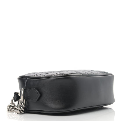 Gucci Calfskin Matelasse Aria Mini GG Marmont Chain Shoulder Bag Black 4 of 9