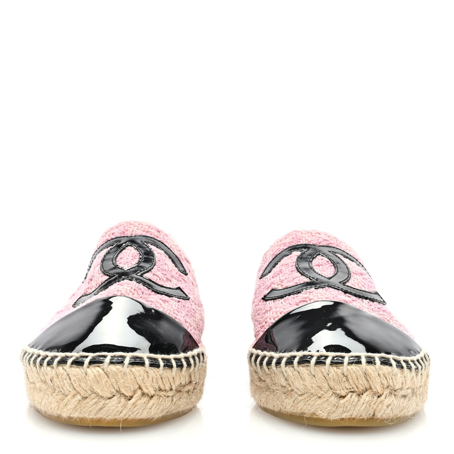 Chanel Tweed Patent CC Espadrilles 38 Pink Black 3 of 7