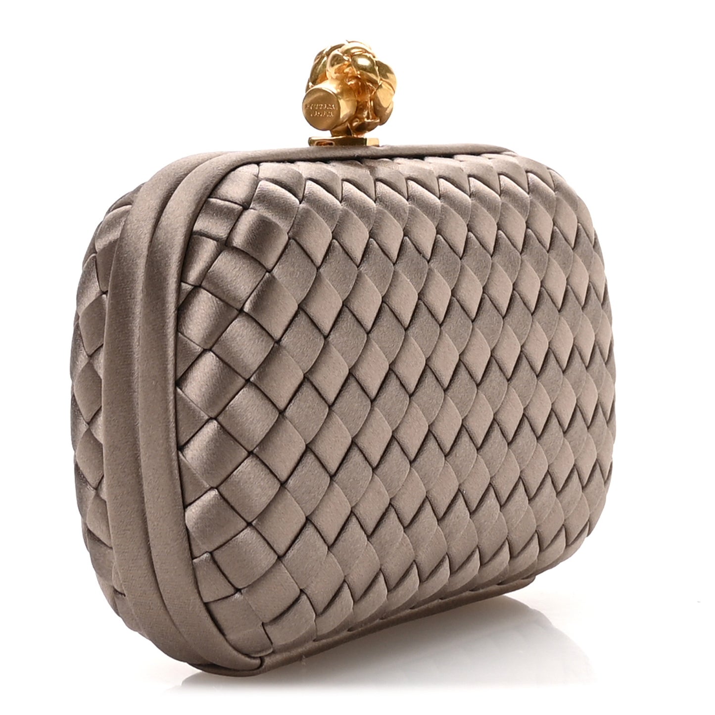 Satin Intreccio Impero Knot Clutch  Limestone