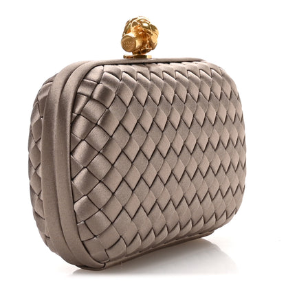 Bottega Veneta Satin Intreccio Impero Knot Clutch  Limestone 3 of 9