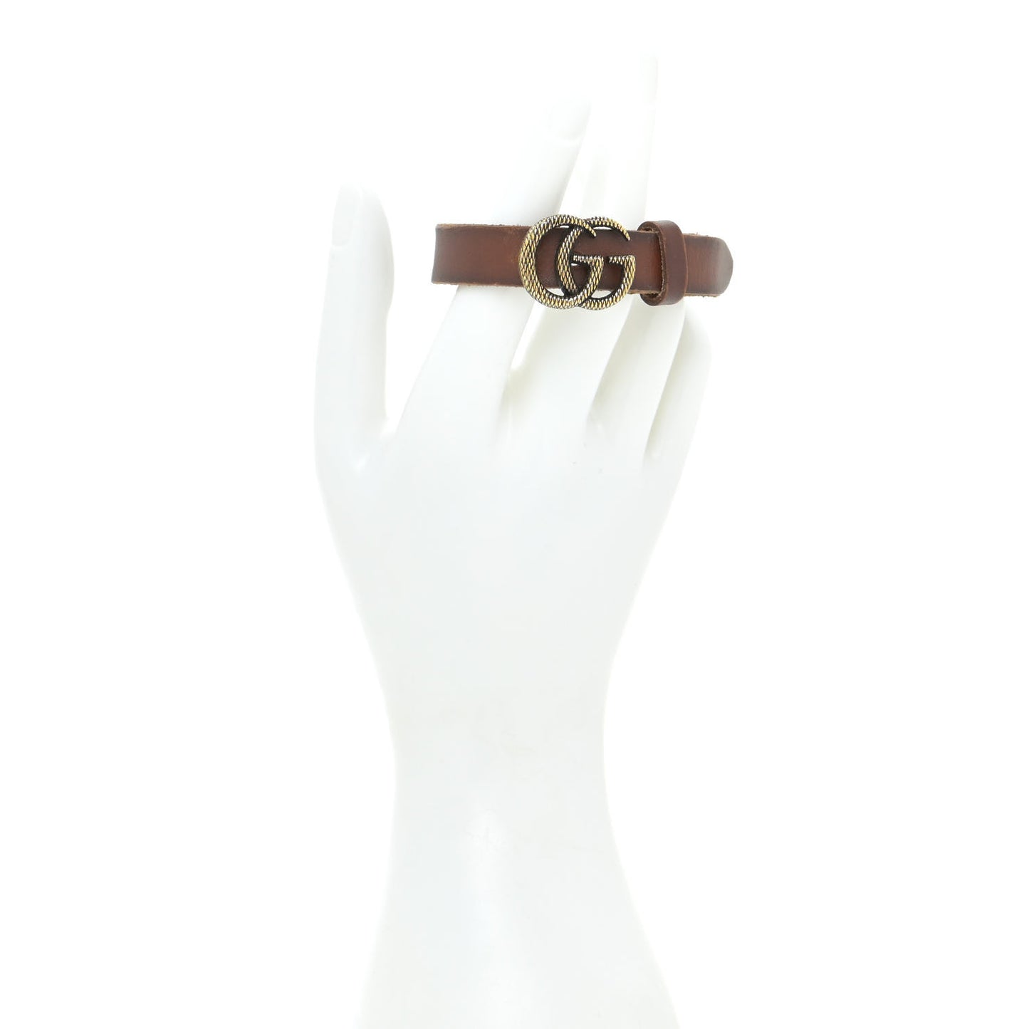 Faded Calfskin Engraved Double G Bracelet S Brown