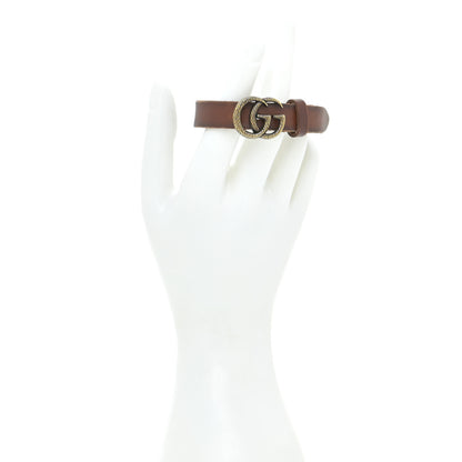 Gucci Faded Calfskin Engraved Double G Bracelet S Brown 2 of 7