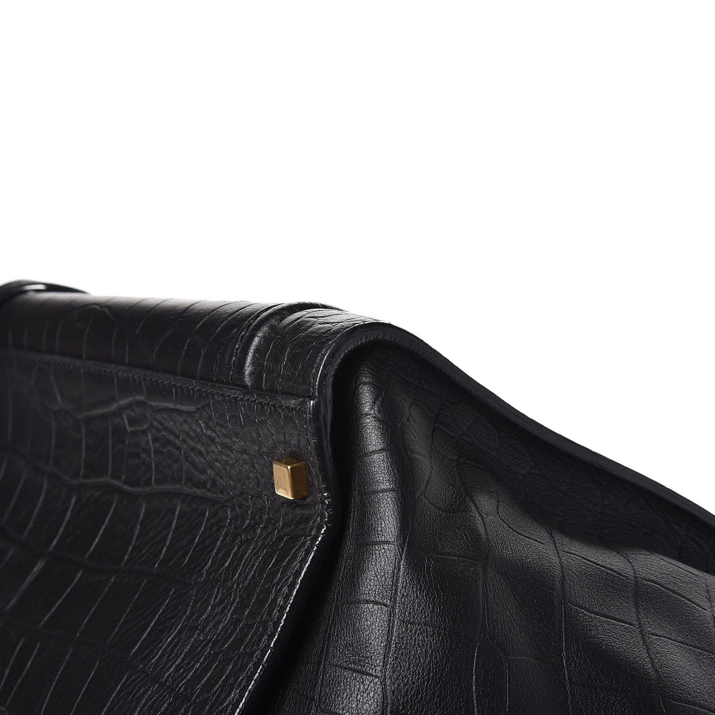 Crocodile Embossed Calfskin Large Phantom Luggage Black