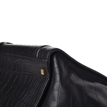 Celine Crocodile Embossed Calfskin Large Phantom Luggage Black 16 of 17
