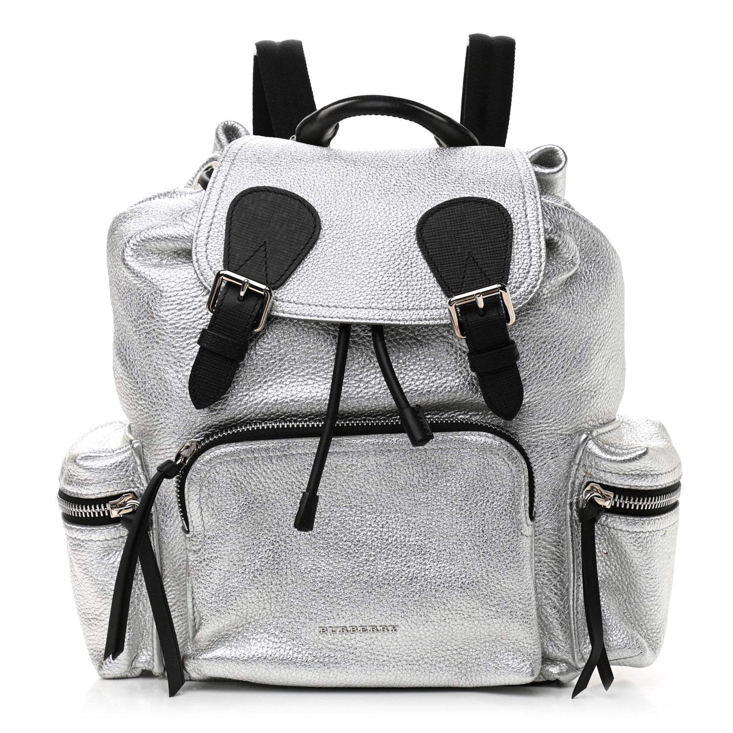 Burberry Metallic Deerskin Medium Rucksack Backpack Silver 1 of 10
