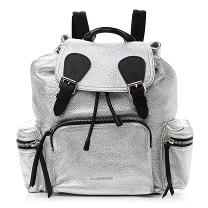 Burberry Metallic Deerskin Medium Rucksack Backpack Silver 1 of 10