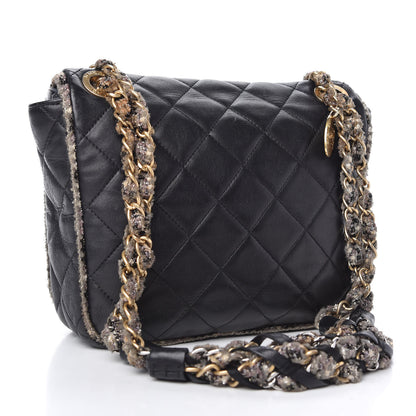 Chanel Lambskin Tweed Quilted Tweedy Flap Shoulder Bag Black 3 of 11