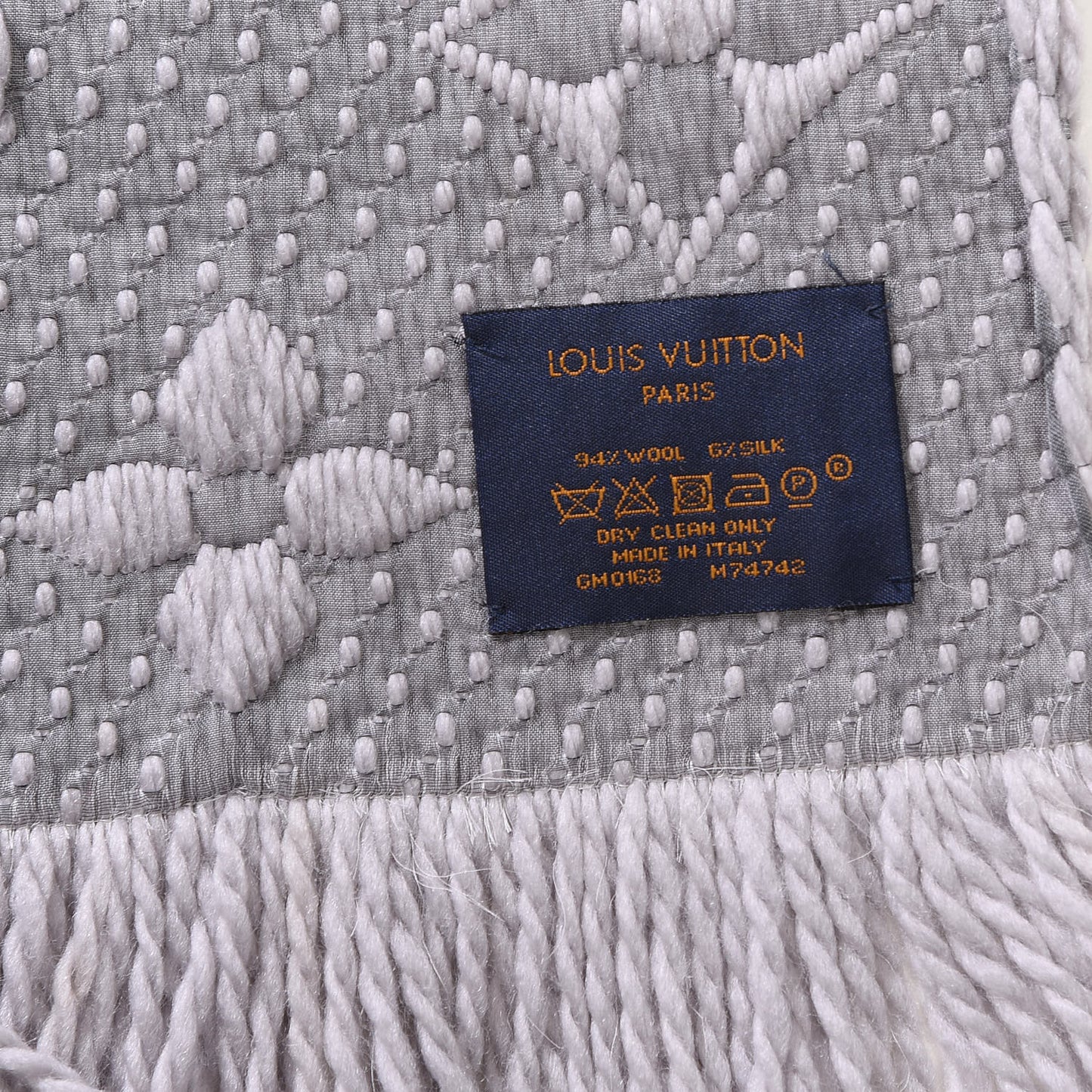 Wool Silk Logomania Scarf Pearl Grey
