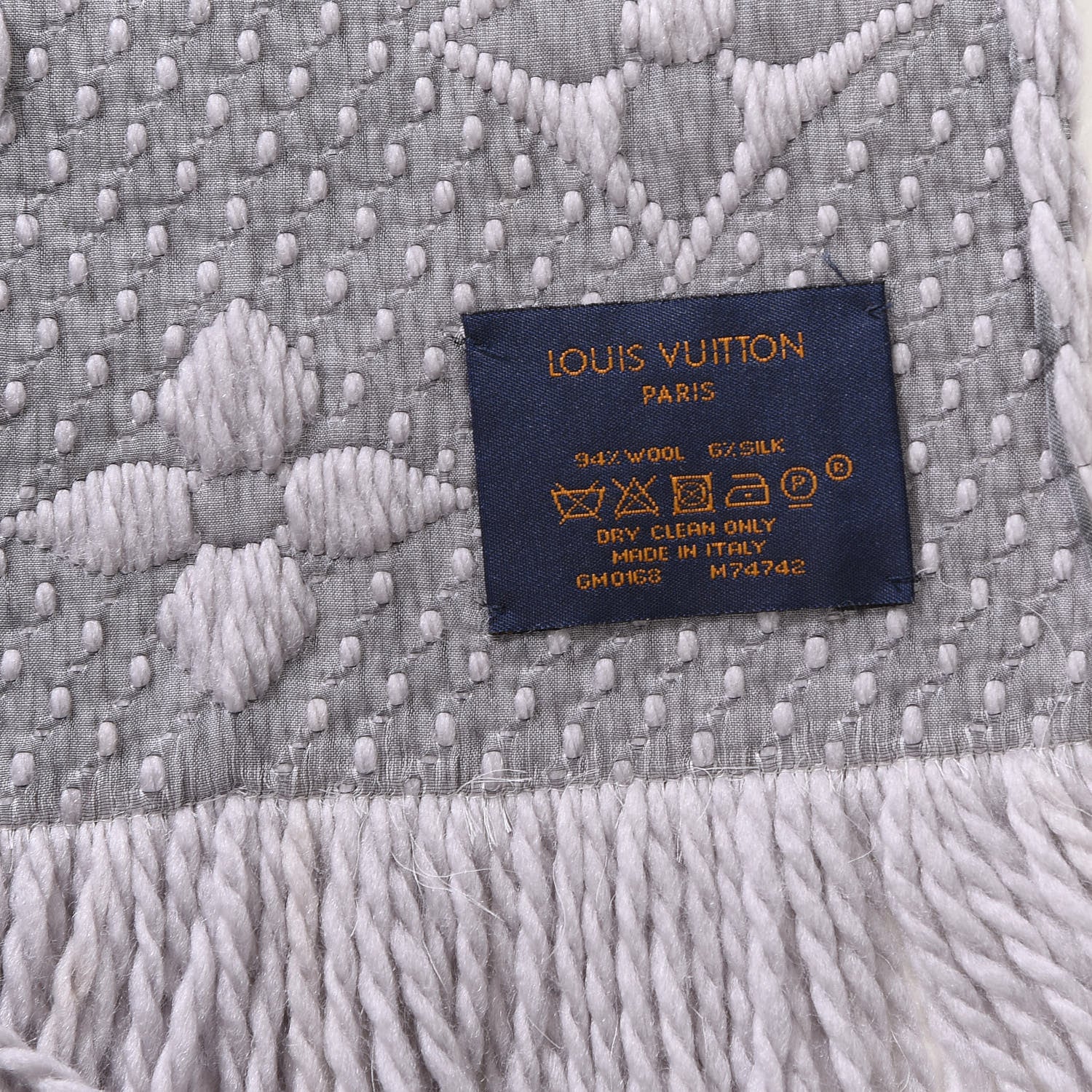Louis Vuitton Wool Silk Logomania Scarf Pearl Grey 5 of 5