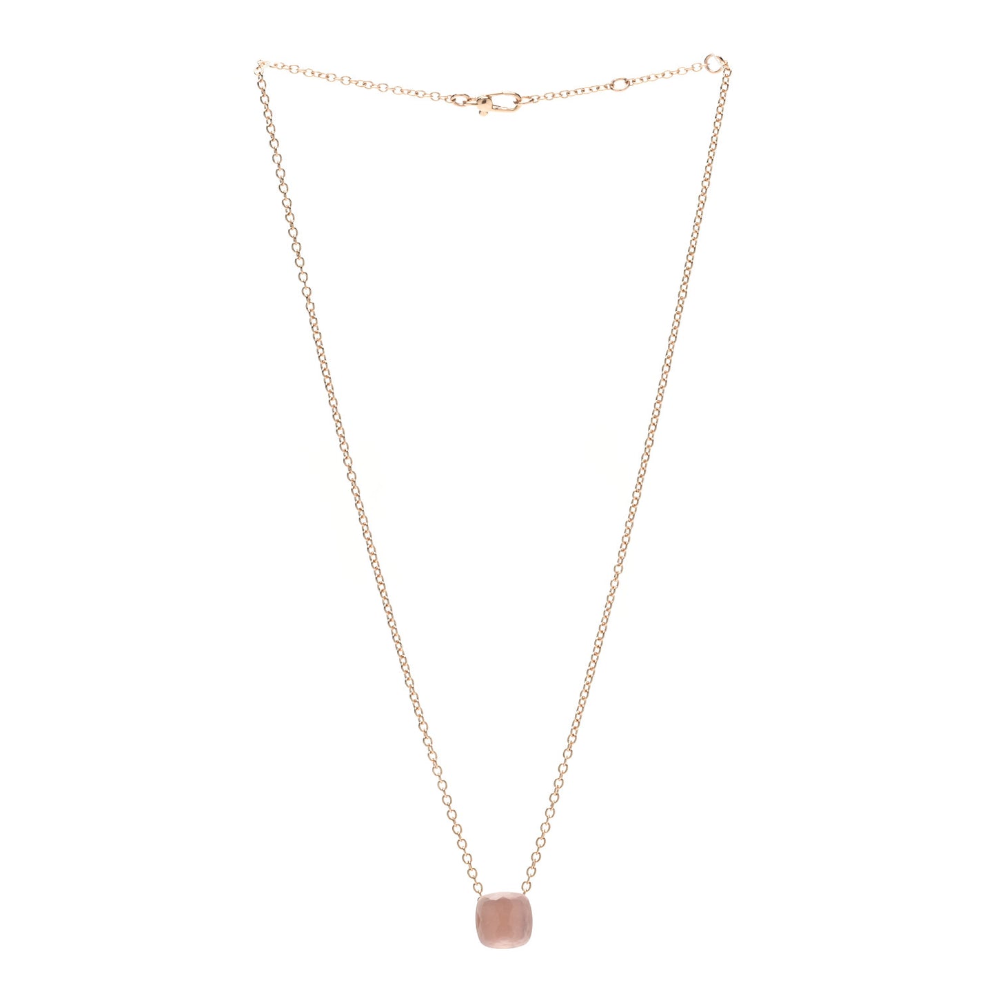 18K Rose Gold Rose Quartz Nudo Classic Pendant Necklace