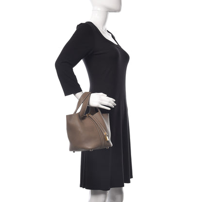 Hermes Taurillon Clemence Picotin Lock 18 PM Etoupe 2 of 10