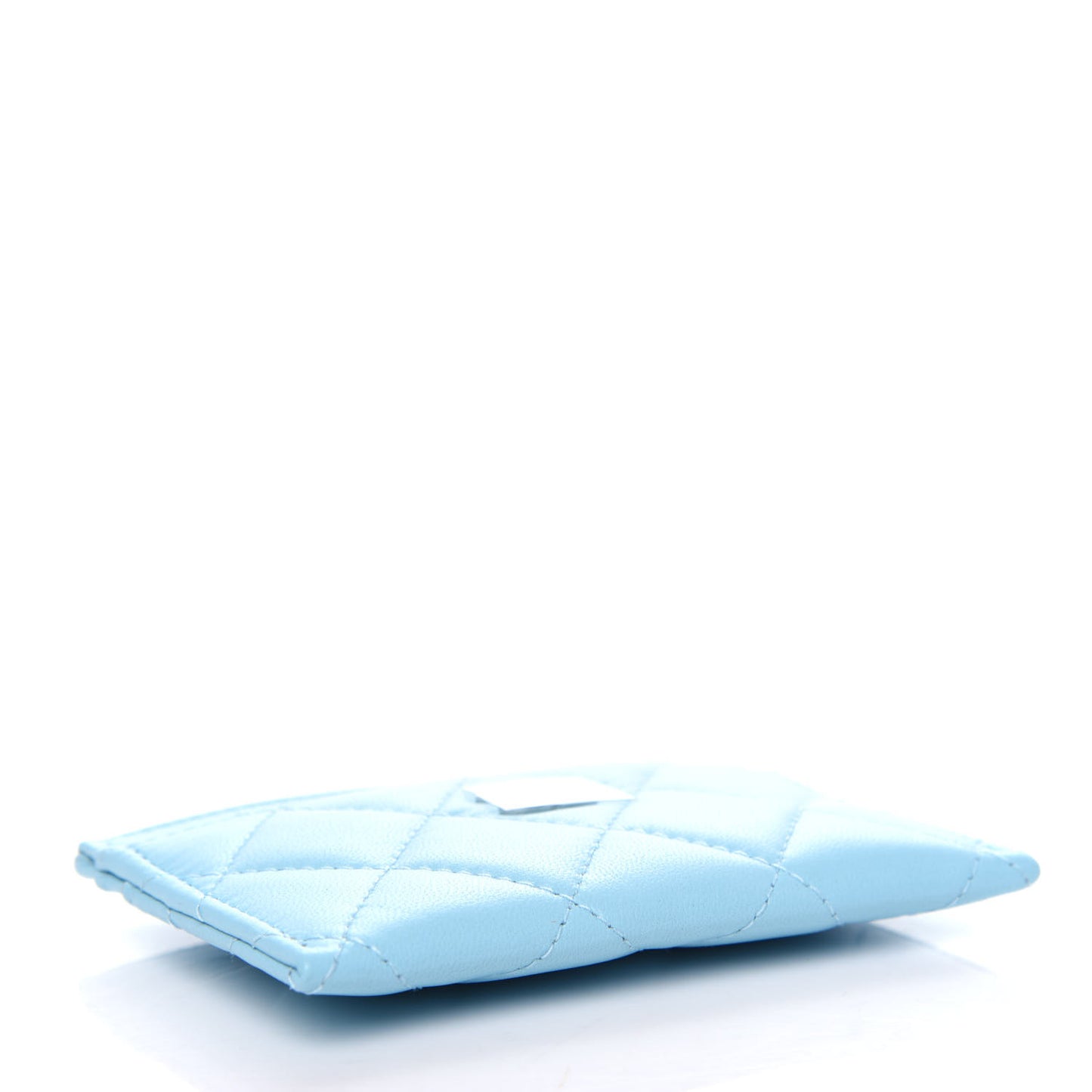 Lambskin Quilted Card Holder Neon Blue