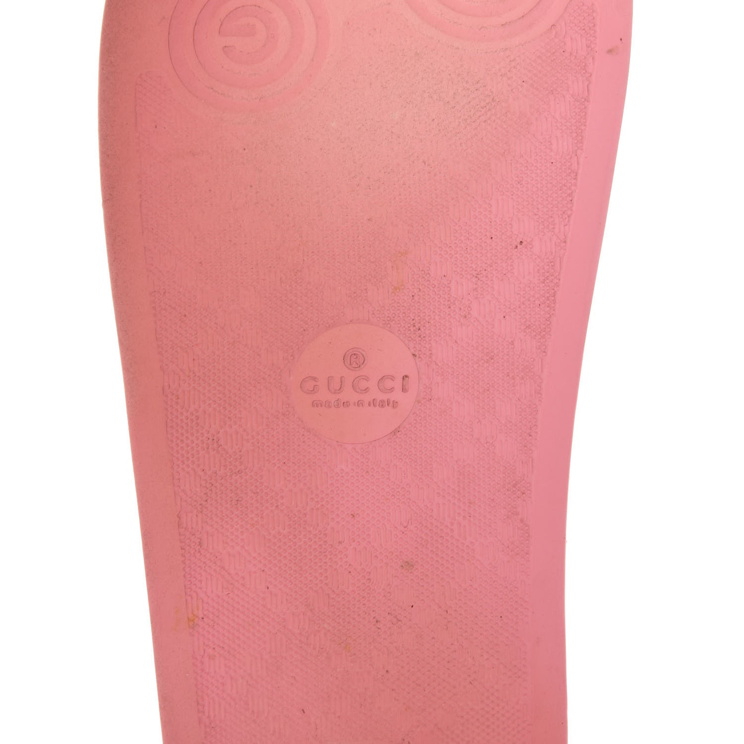 Gucci Rubber GG Monogram Perforated Womens Slide Sandals 36 Rose Box 6 of 10