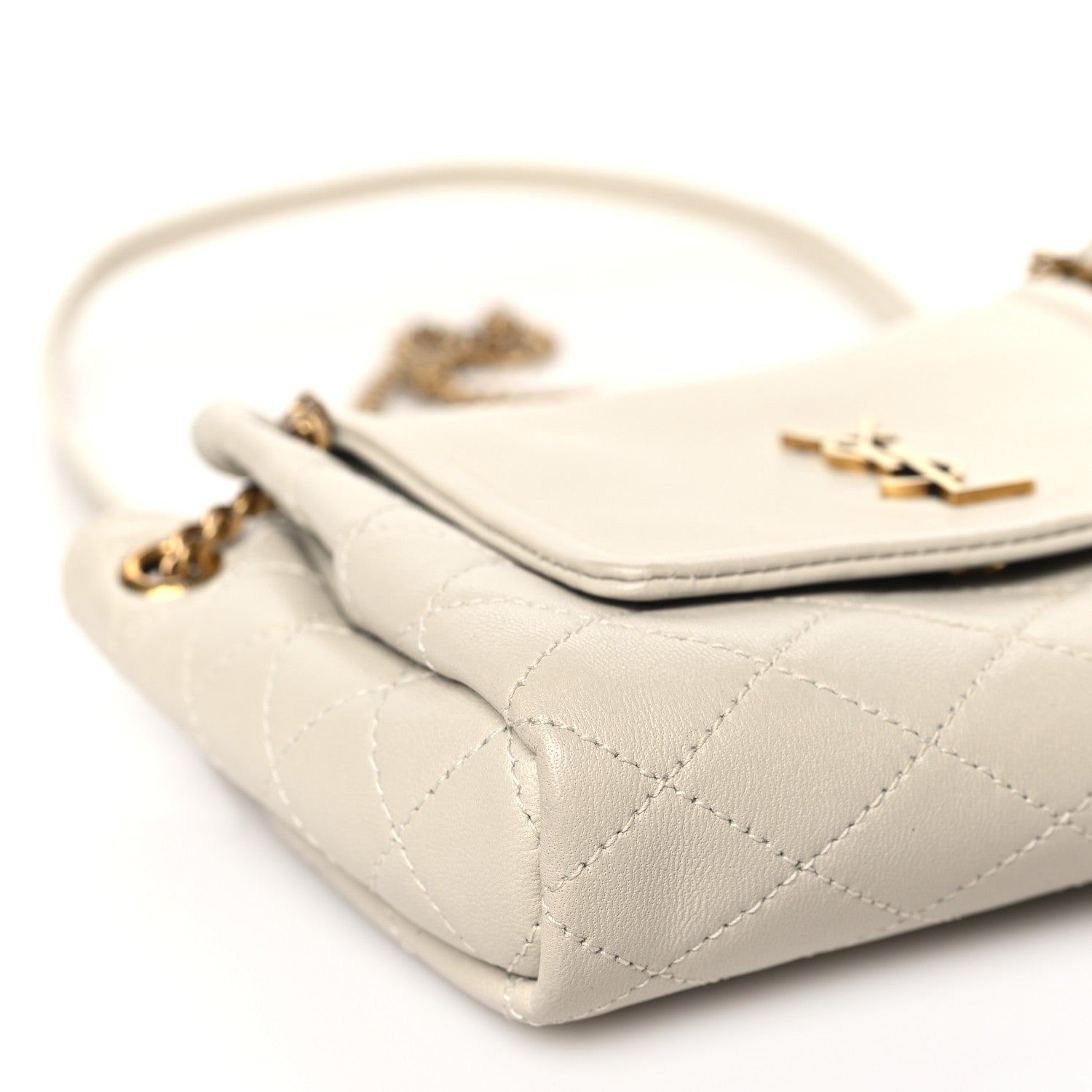 Saint Laurent Lambskin Quilted Monogram Mini Nolita Blanc Vintage 7 of 9