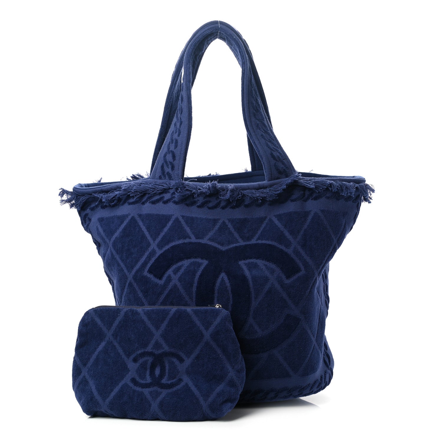 Chanel Terry Cotton CC Beach Tote Towel Set Blue 1 of 9