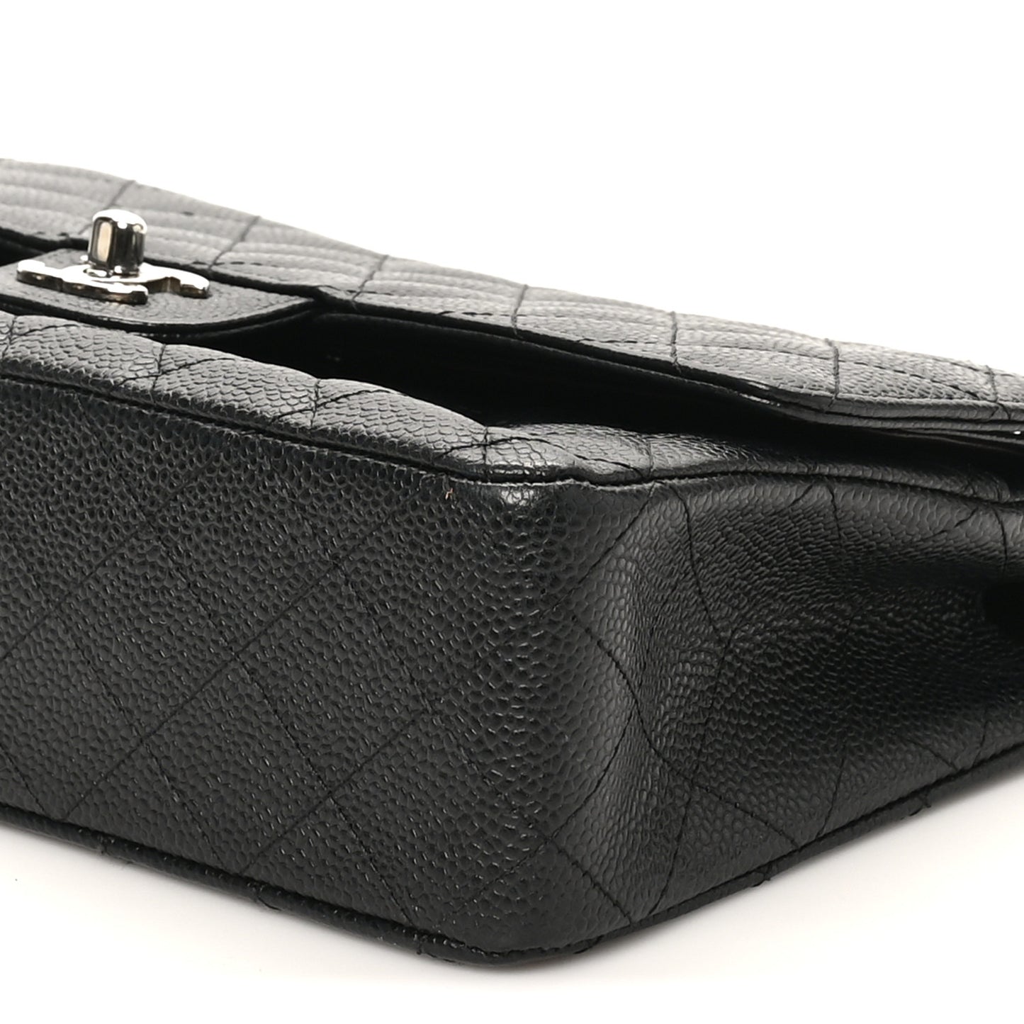Caviar Quilted Medium Double Flap Black