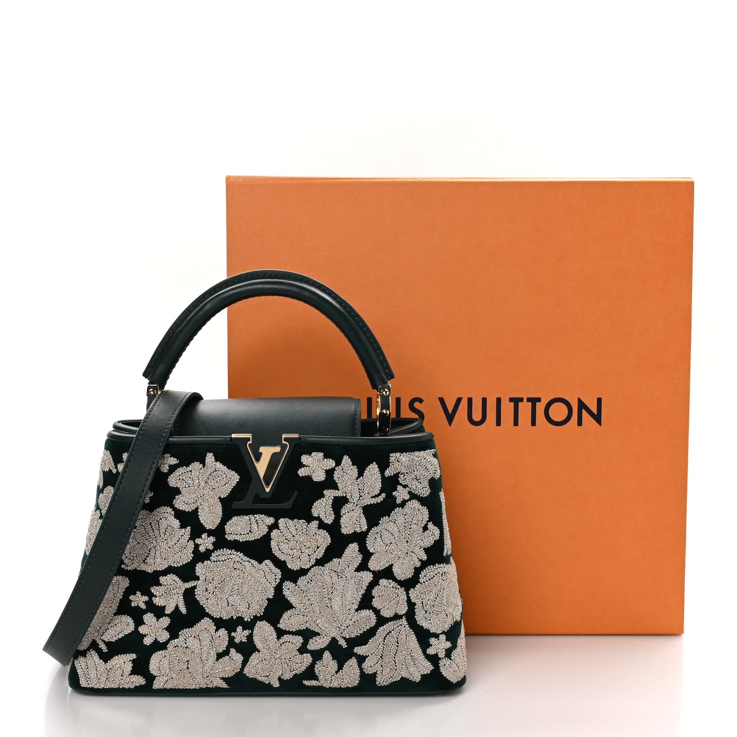 Velvet Embroidery Capucines BB Green