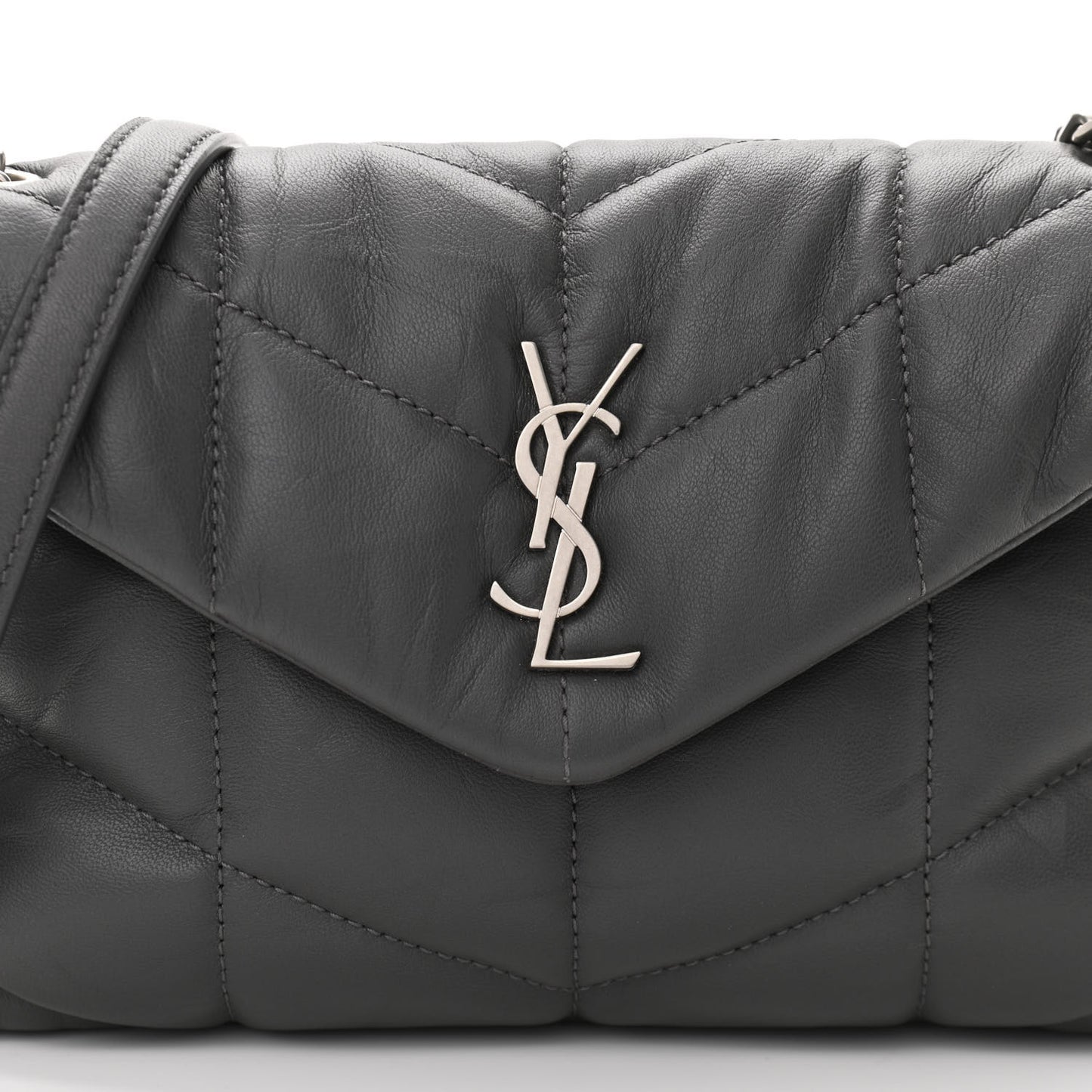 Lambskin Quilted Toy Loulou Puffer Monogram Chain Satchel Storm