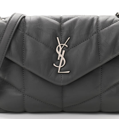 Saint Laurent Lambskin Quilted Toy Loulou Puffer Monogram Chain Satchel Storm 8 of 10