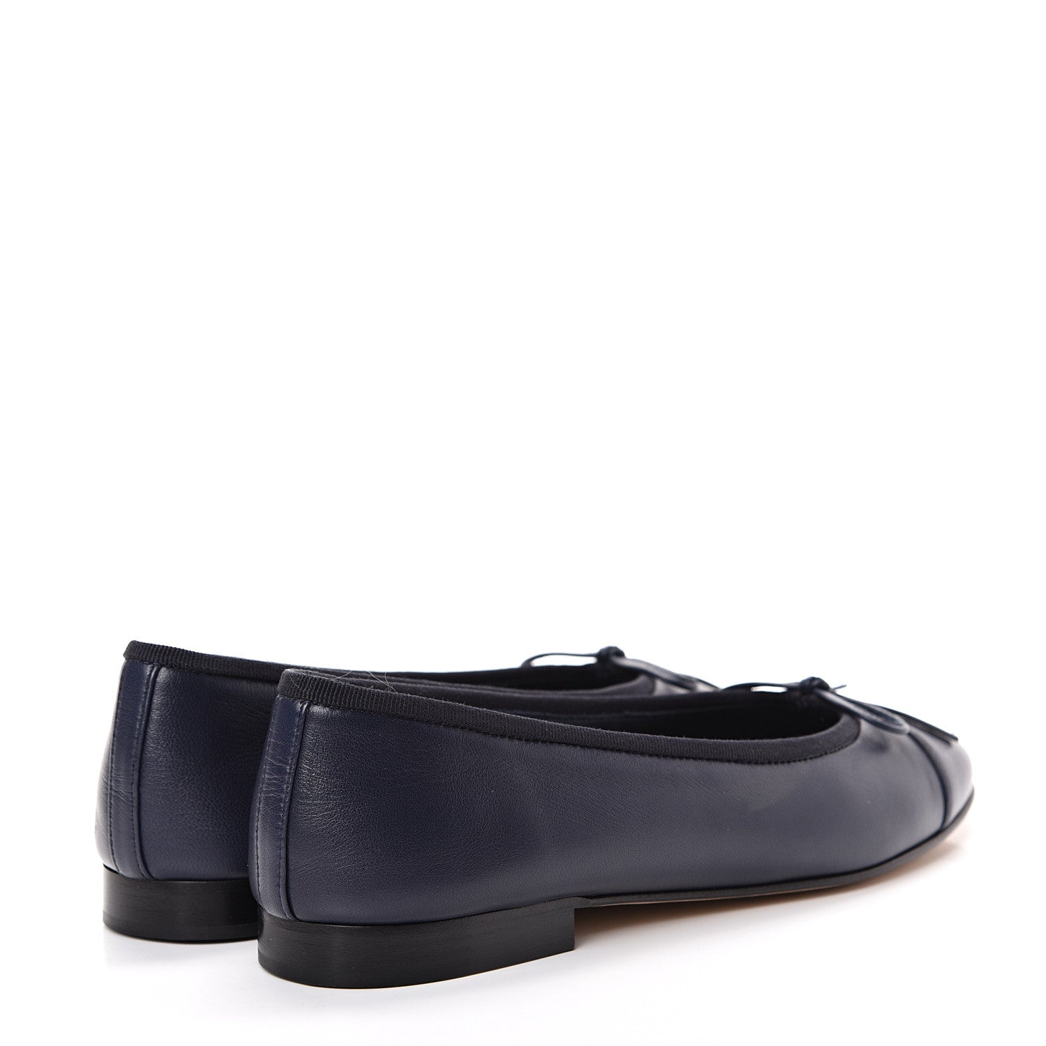 Chanel Lambskin CC Cap Toe Ballerina Flats 37.5 Navy 4 of 9