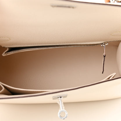 Hermes Epsom Tri-Color Kelly Sellier 25 Nata Jaune Poussin Sesame 5 of 11