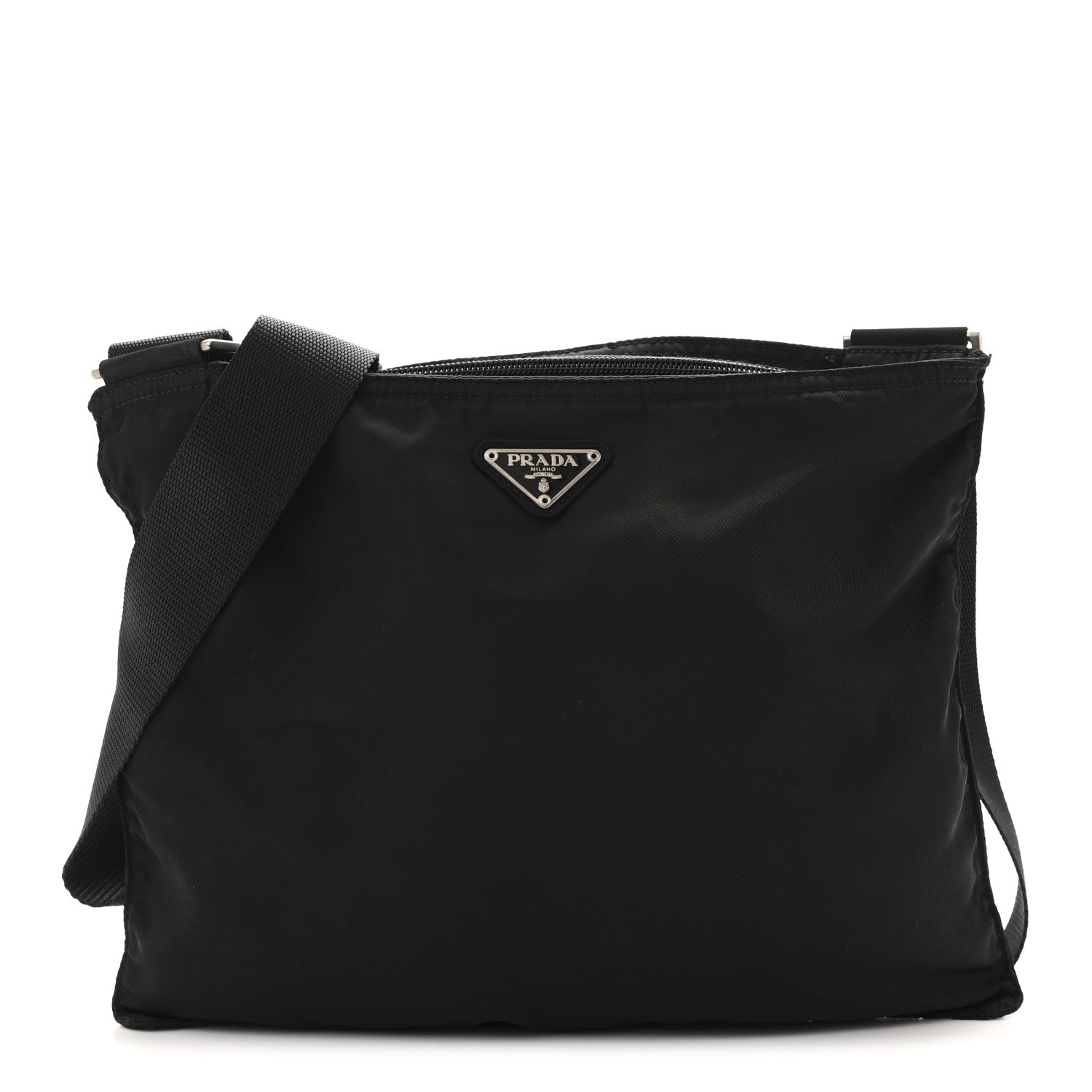 Prada Nylon Vela Flat Messenger Bag Black 1 of 13