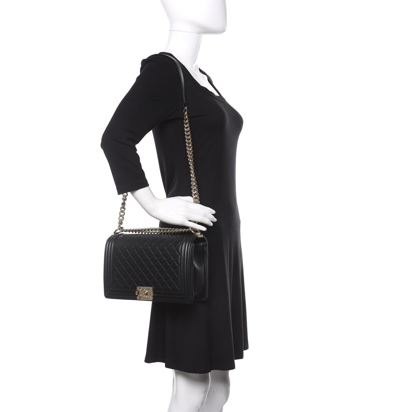 Lambskin Quilted New Medium Boy Flap Black