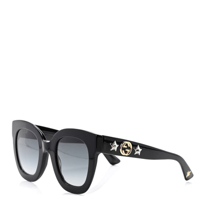 Gucci Acetate Crystal Star Round Frame Sunglasses GG0208S Black 1 of 4