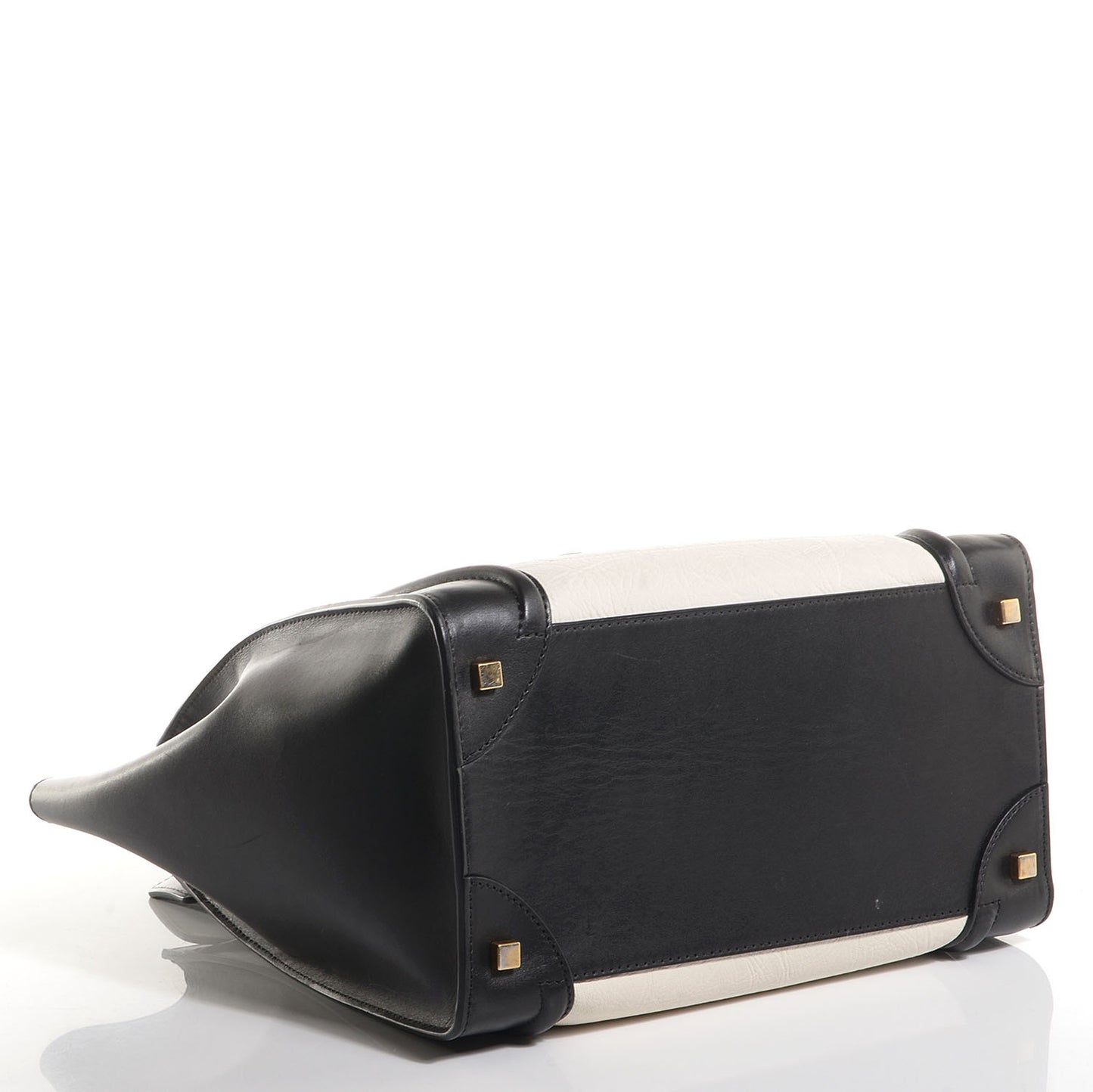 Smooth Calfskin Shrunken Lambskin Mini Luggage Black White