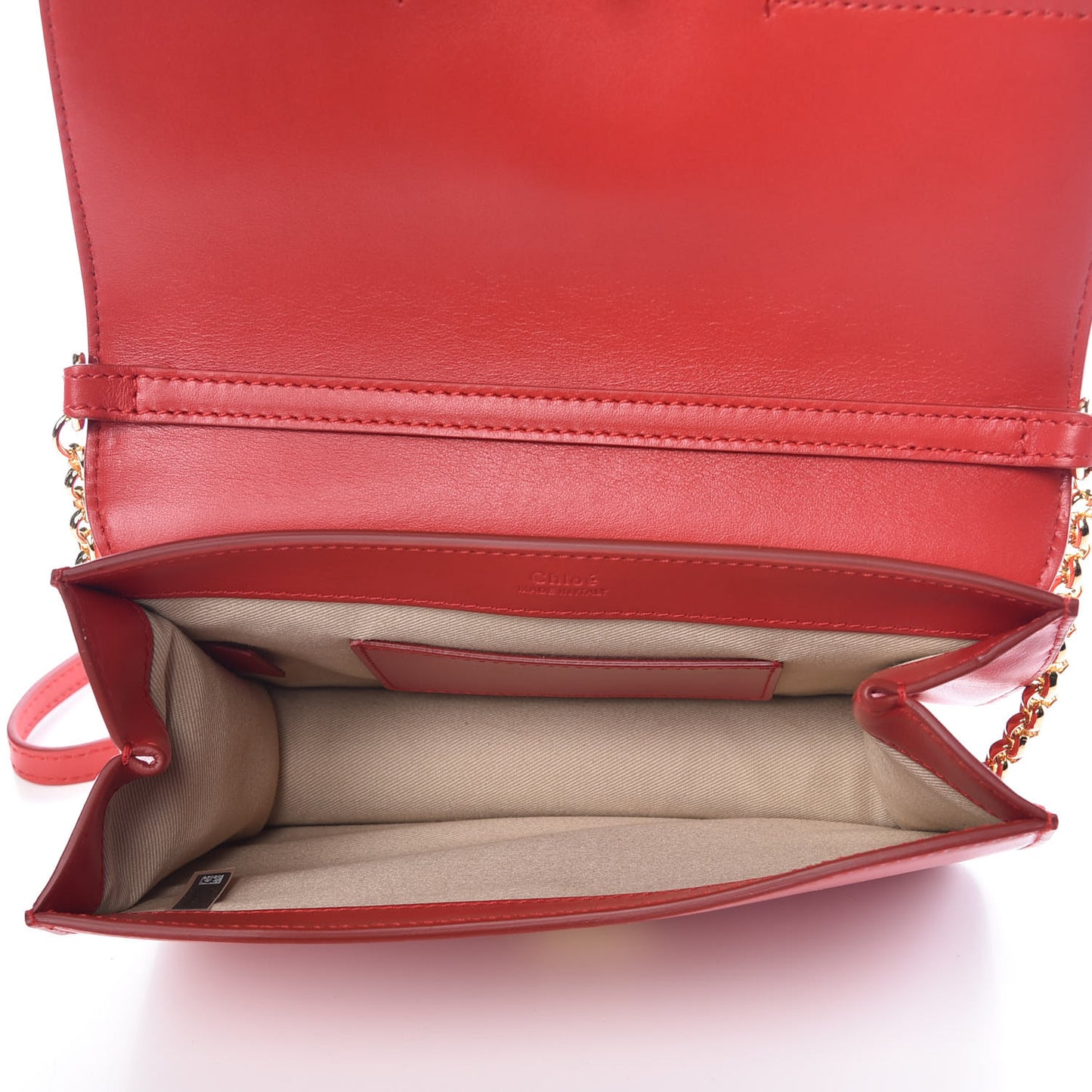 Calfskin Suede C Clutch With Chain Plaid Red