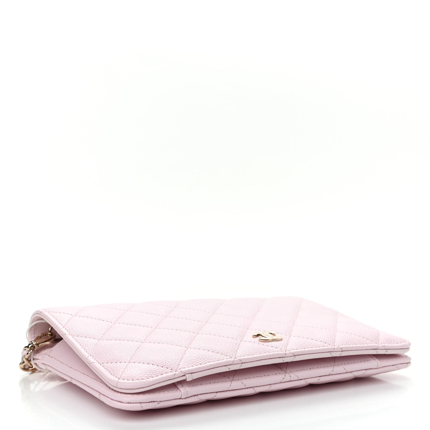 Caviar Quilted Wallet On Chain WOC Light Pink