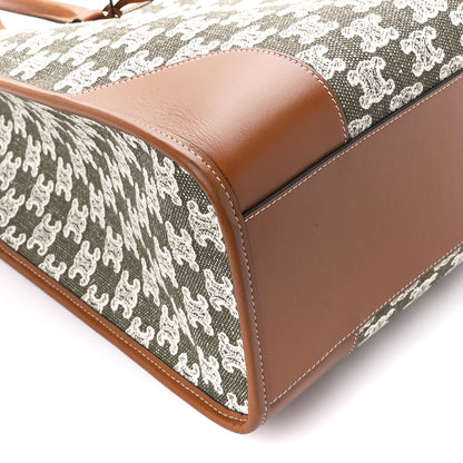 Celine Canvas Calfskin Triomphe Embroidered Horizontal Cabas Green 11 of 12