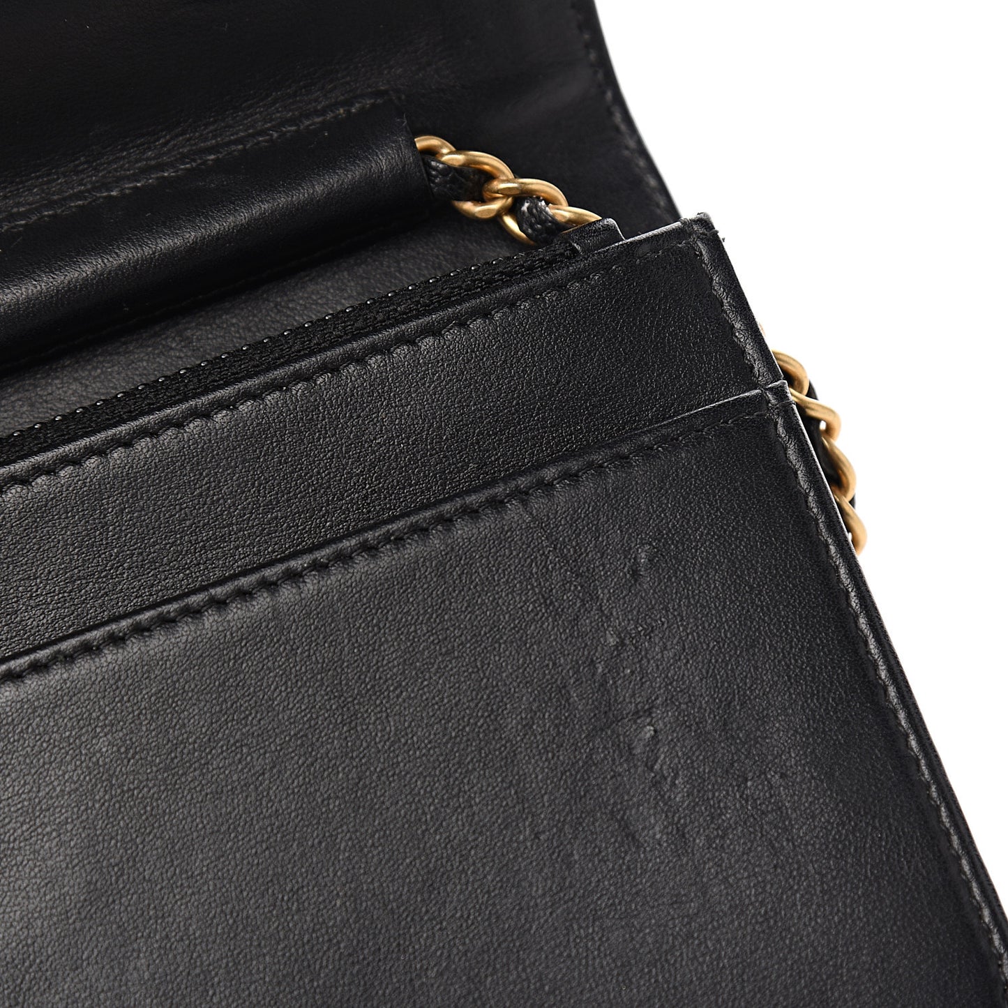 Caviar Quilted Boy Wallet On Chain WOC Black